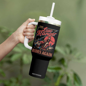 Funny The Lawn Ranger Rides Again Tumbler With Handle Lawn Tractor Mowing Cowboy TS11 Print Your Wear