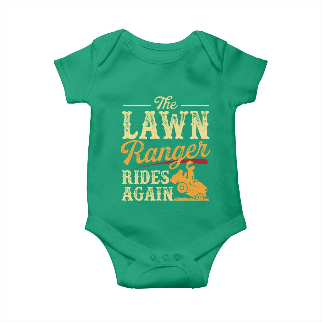 Funny The Lawn Ranger Rides Again Baby Onesie Lawn Tractor Mowing Western Cowboy TS11 Irish Green Print Your Wear
