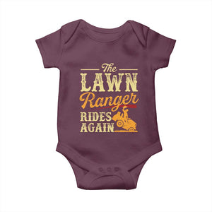 Funny The Lawn Ranger Rides Again Baby Onesie Lawn Tractor Mowing Western Cowboy TS11 Maroon Print Your Wear