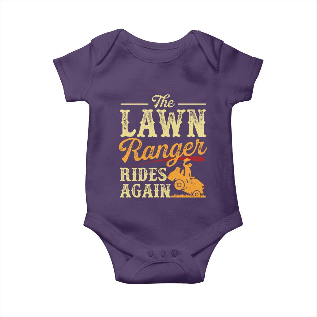 Funny The Lawn Ranger Rides Again Baby Onesie Lawn Tractor Mowing Western Cowboy TS11 Purple Print Your Wear