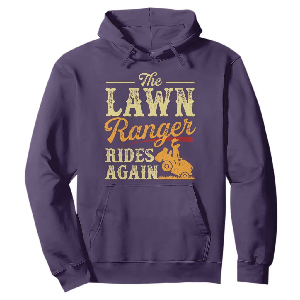 Funny The Lawn Ranger Rides Again Hoodie Lawn Tractor Mowing Western Cowboy TS11 Purple Print Your Wear