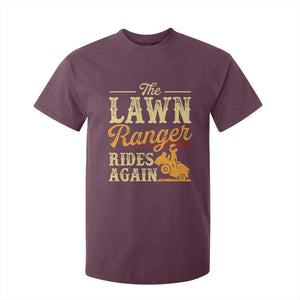Funny The Lawn Ranger Rides Again T Shirt For Kid Lawn Tractor Mowing Western Cowboy TS11 Maroon Print Your Wear