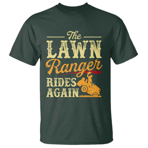 Funny The Lawn Ranger Rides Again T Shirt Lawn Tractor Mowing Western Cowboy TS11 Dark Forest Green Print Your Wear