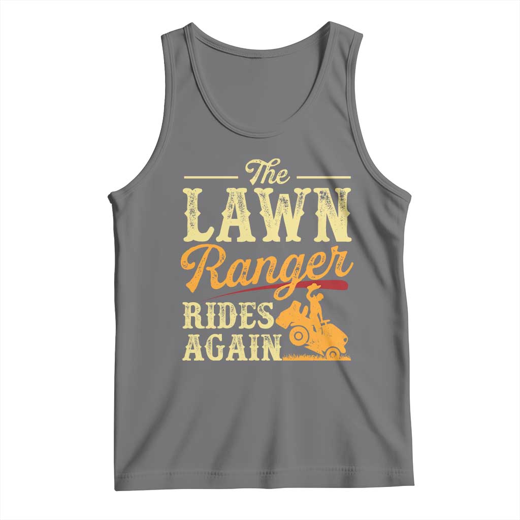 Funny The Lawn Ranger Rides Again Tank Top Lawn Tractor Mowing Western Cowboy TS11 Black Heather Print Your Wear