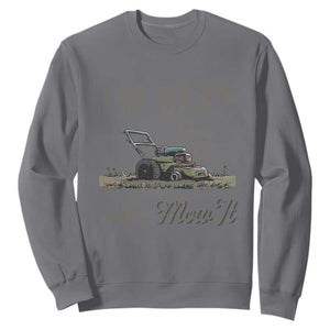 Funny I Am Sexy And I Mow It Sweatshirt Gardening Lawn Mower American Flag Fathers Day TS11 Charcoal Print Your Wear