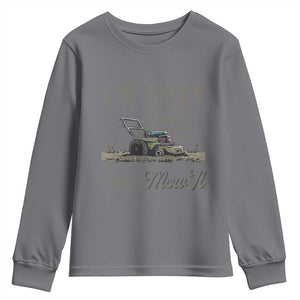 Funny I Am Sexy And I Mow It Youth Sweatshirt Gardening Lawn Mower American Flag Fathers Day TS11 Charcoal Print Your Wear