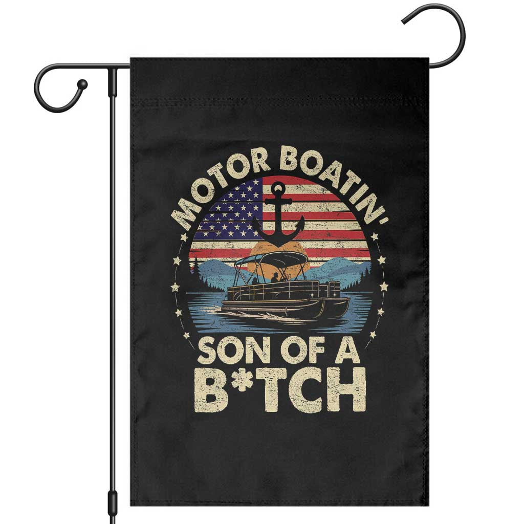 Funny Motor Boat Captain Garden Flag Motor Boatin' Son Of A Bitch American Flag TS11 Black Print Your Wear