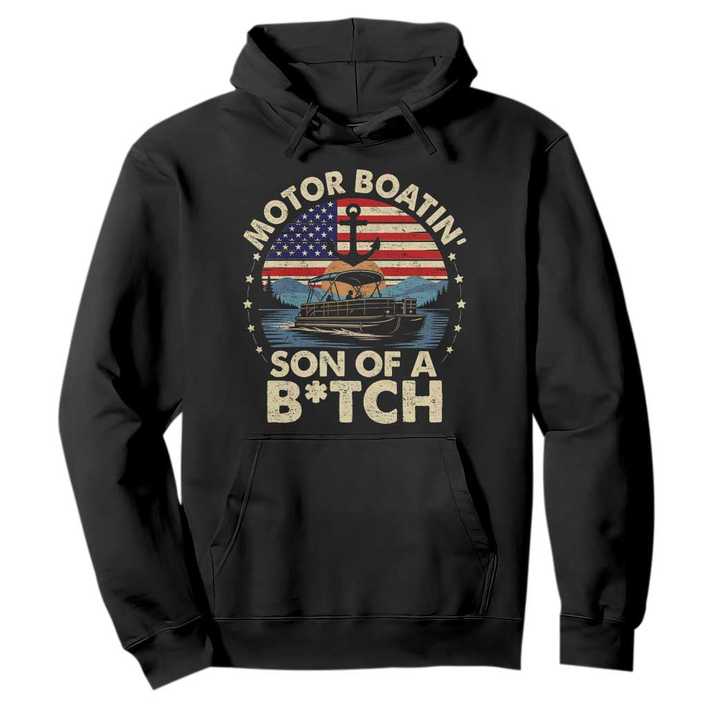 Funny Motor Boat Captain Hoodie Motor Boatin' Son Of A Bitch American Flag TS11 Black Print Your Wear