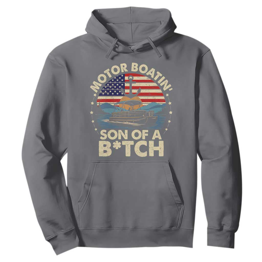 Funny Motor Boat Captain Hoodie Motor Boatin' Son Of A Bitch American Flag TS11 Charcoal Print Your Wear