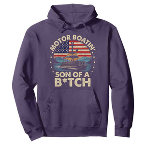 Funny Motor Boat Captain Hoodie Motor Boatin' Son Of A Bitch American Flag TS11 Purple Print Your Wear