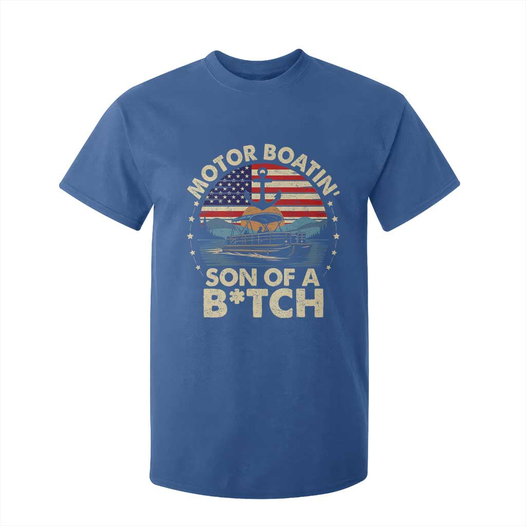 Funny Motor Boat Captain T Shirt For Kid Motor Boatin' Son Of A Bitch American Flag TS11 Royal Blue Print Your Wear