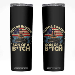 Funny Motor Boat Captain Skinny Tumbler Motor Boatin' Son Of A Bitch American Flag TS11 Black Print Your Wear