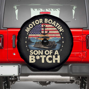 Funny Motor Boat Captain Spare Tire Cover Motor Boatin' Son Of A Bitch American Flag TS11 Black Print Your Wear