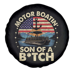 Funny Motor Boat Captain Spare Tire Cover Motor Boatin' Son Of A Bitch American Flag TS11 Print Your Wear