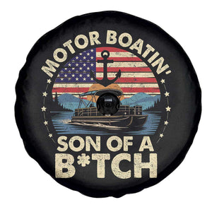 Funny Motor Boat Captain Spare Tire Cover Motor Boatin' Son Of A Bitch American Flag TS11 Print Your Wear