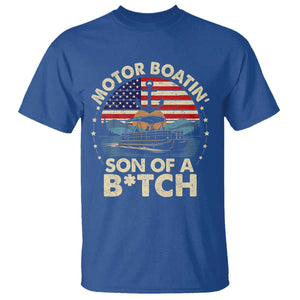 Funny Motor Boat Captain T Shirt Motor Boatin' Son Of A Bitch American Flag TS11 Royal Blue Print Your Wear