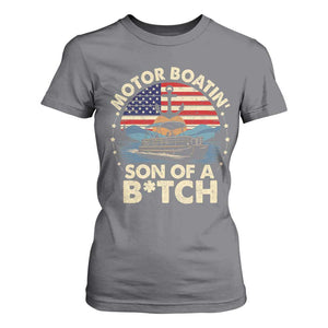 Funny Motor Boat Captain T Shirt For Women Motor Boatin' Son Of A Bitch American Flag TS11 Charcoal Print Your Wear