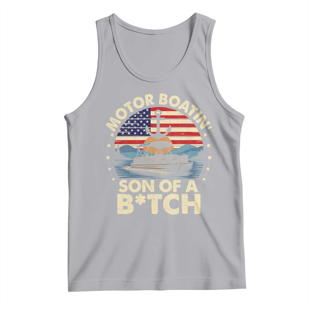Funny Motor Boat Captain Tank Top Motor Boatin' Son Of A Bitch American Flag TS11 Athletic Heather Print Your Wear