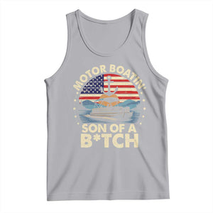 Funny Motor Boat Captain Tank Top Motor Boatin' Son Of A Bitch American Flag TS11 Athletic Heather Print Your Wear