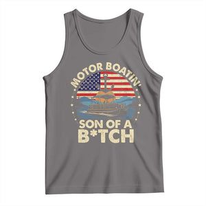 Funny Motor Boat Captain Tank Top Motor Boatin' Son Of A Bitch American Flag TS11 Deep Heather Print Your Wear