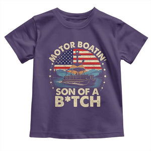 Funny Motor Boat Captain Toddler T Shirt Motor Boatin' Son Of A Bitch American Flag TS11 Purple Print Your Wear