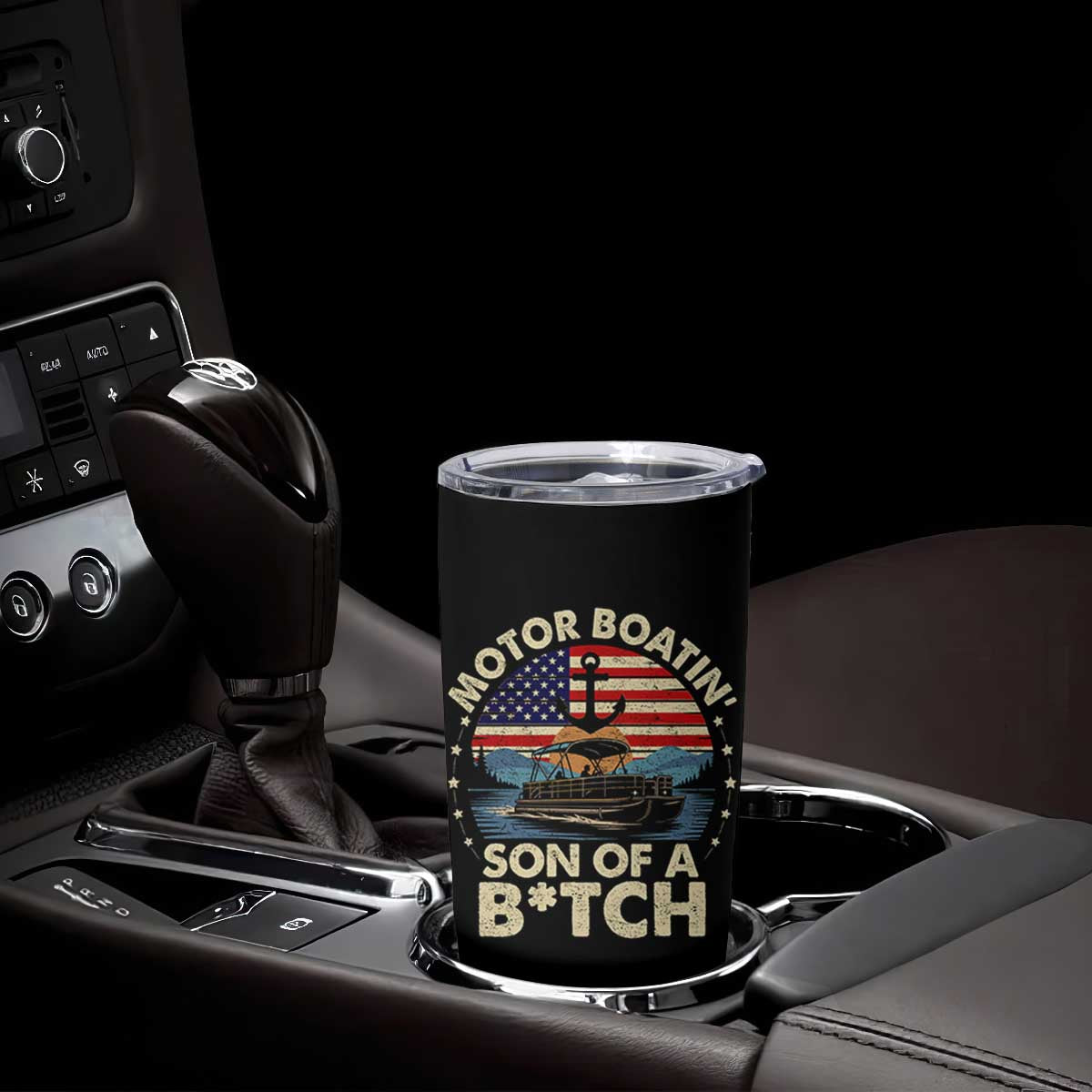 Funny Motor Boat Captain Tumbler Cup Motor Boatin' Son Of A Bitch American Flag TS11 Print Your Wear