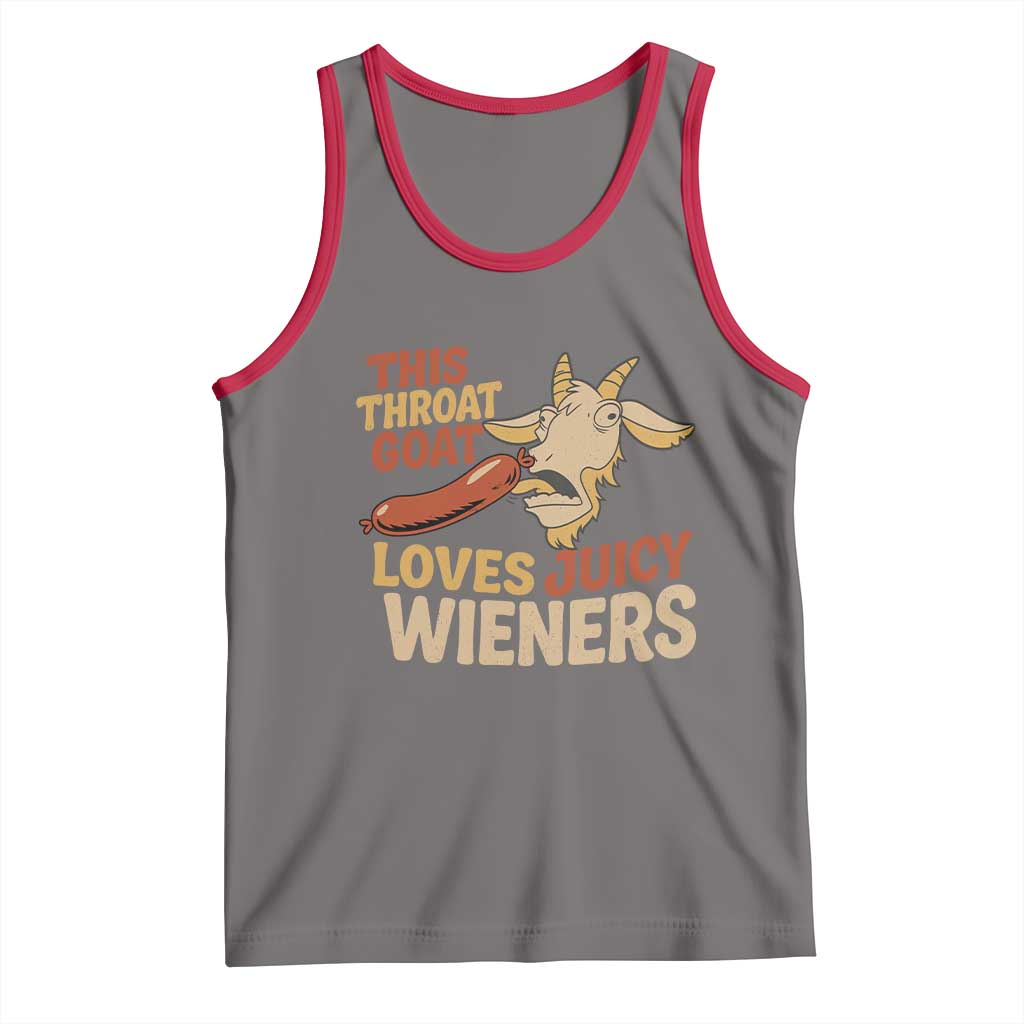 Funny This Throat Goat Loves Juicy Wieners Tank Top Adult Jokes TS11 Deep Heather Red Print Your Wear