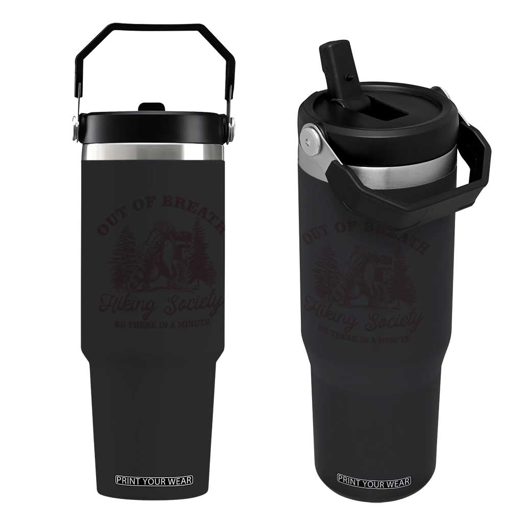 Funny Raccoon Outdoor Mountain Hiker Flip Straw Tumbler Out Of Breath Hiking Society Be There In A Minute TS11 One Size: 30 oz Black Print Your Wear