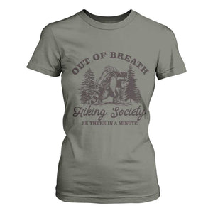 Funny Raccoon Outdoor Mountain Hiker T Shirt For Women Out Of Breath Hiking Society Be There In A Minute TS11 Military Green Print Your Wear