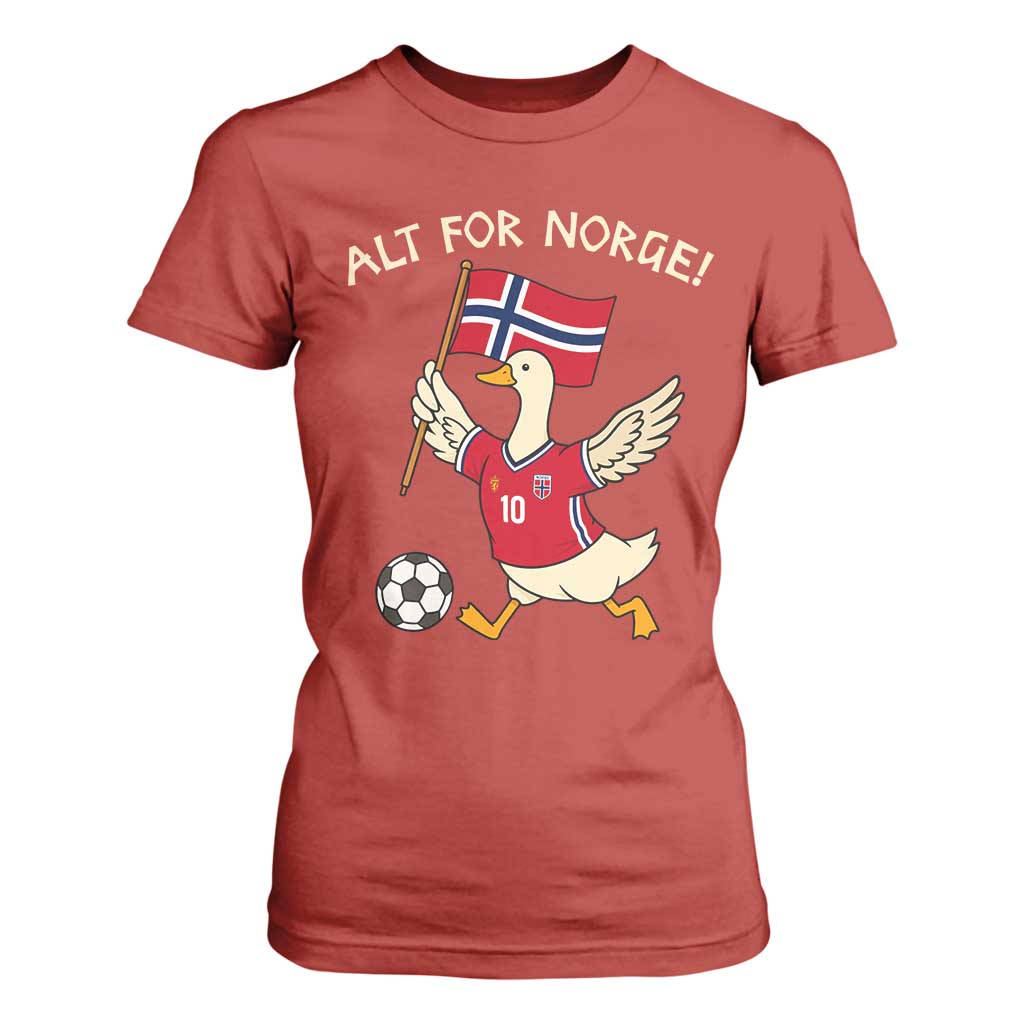 Norway Football Goose T Shirt For Women Alt For Norge Norwegian Heritage TS11 Red Print Your Wear