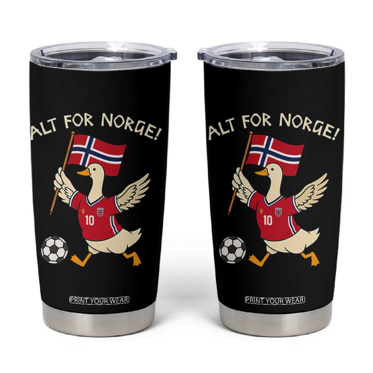Norway Football Goose Tumbler Cup Alt For Norge Norwegian Heritage TS11 Black Print Your Wear