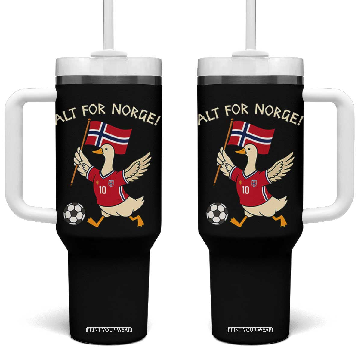 Norway Football Goose Tumbler With Handle Alt For Norge Norwegian Heritage TS11 One Size: 40 oz Black Print Your Wear