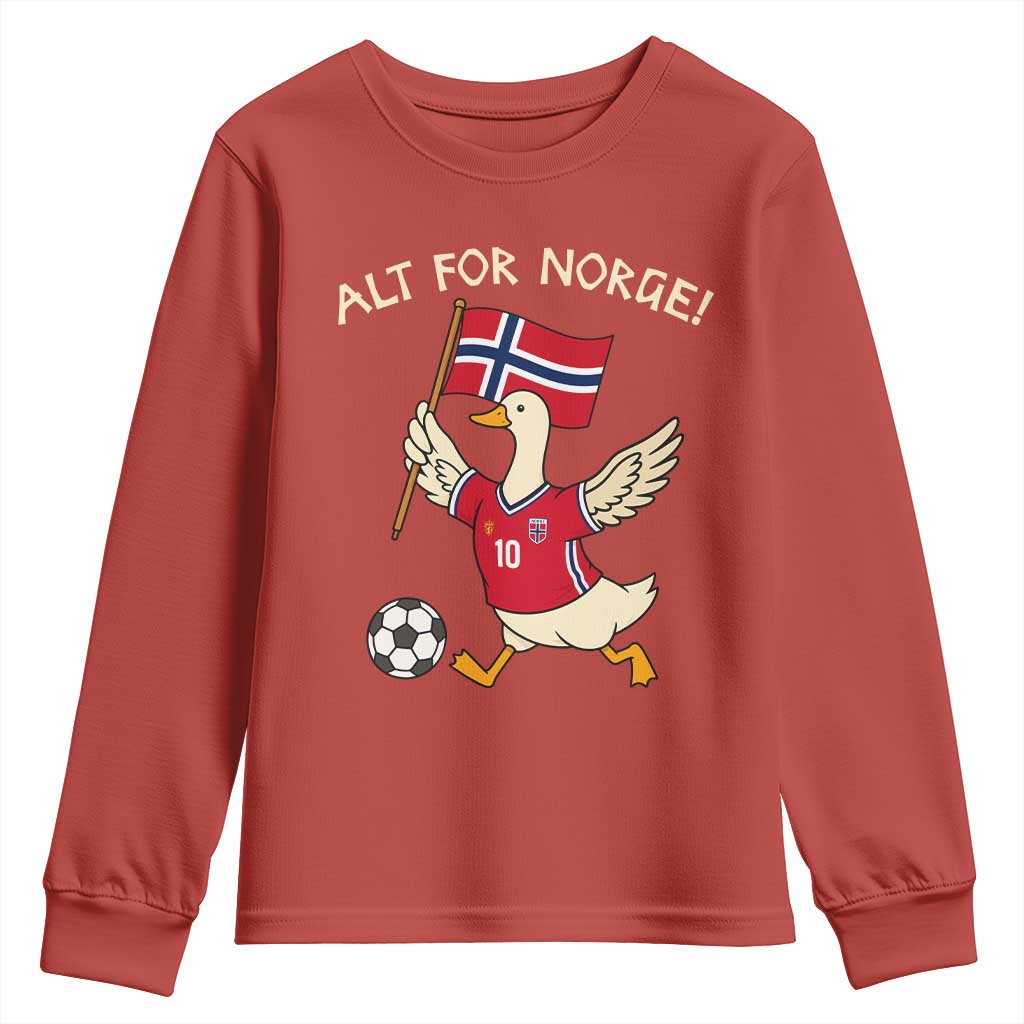 Norway Football Goose Youth Sweatshirt Alt For Norge Norwegian Heritage TS11 Red Print Your Wear