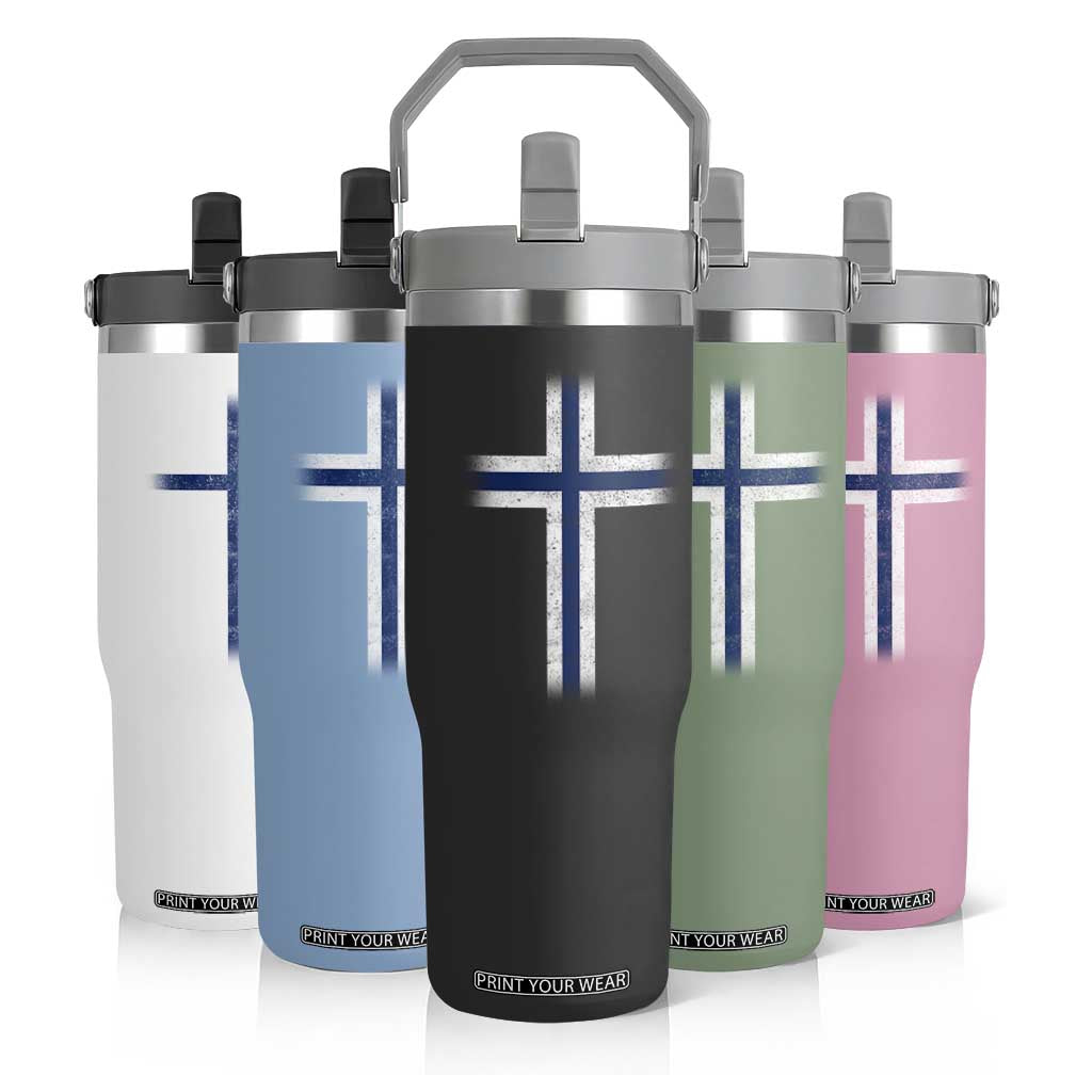 Norway Flag Distressed Nordic Symbol Norwegian Fans Flip Straw Tumbler