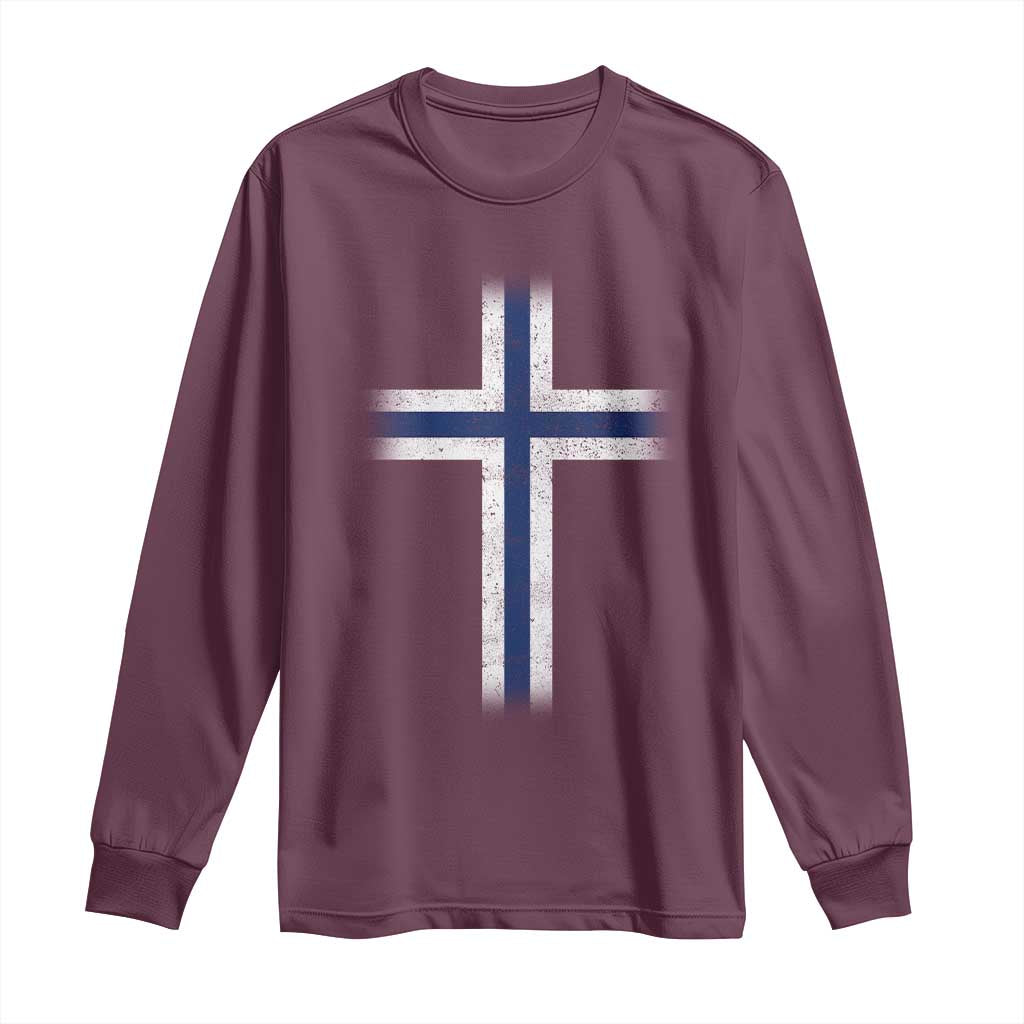 Norway Flag Distressed Nordic Symbol Norwegian Fans Long Sleeve Shirt