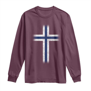 Norway Flag Distressed Nordic Symbol Norwegian Fans Long Sleeve Shirt