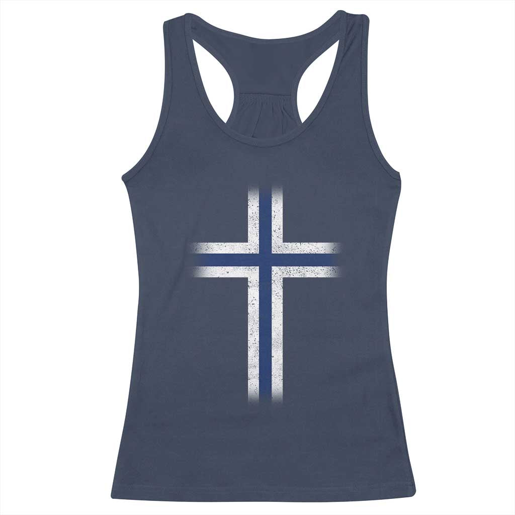 Norway Flag Distressed Nordic Symbol Norwegian Fans Racerback Tank Top