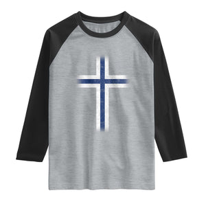 Norway Flag Distressed Nordic Symbol Norwegian Fans Raglan Shirt