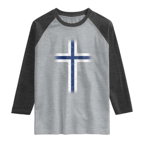 Norway Flag Distressed Nordic Symbol Norwegian Fans Raglan Shirt