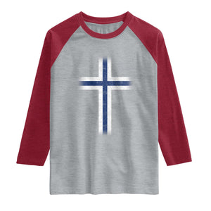 Norway Flag Distressed Nordic Symbol Norwegian Fans Raglan Shirt