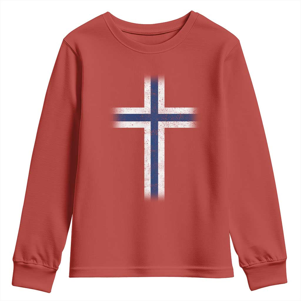 Norway Flag Distressed Nordic Symbol Norwegian Fans Youth Sweatshirt