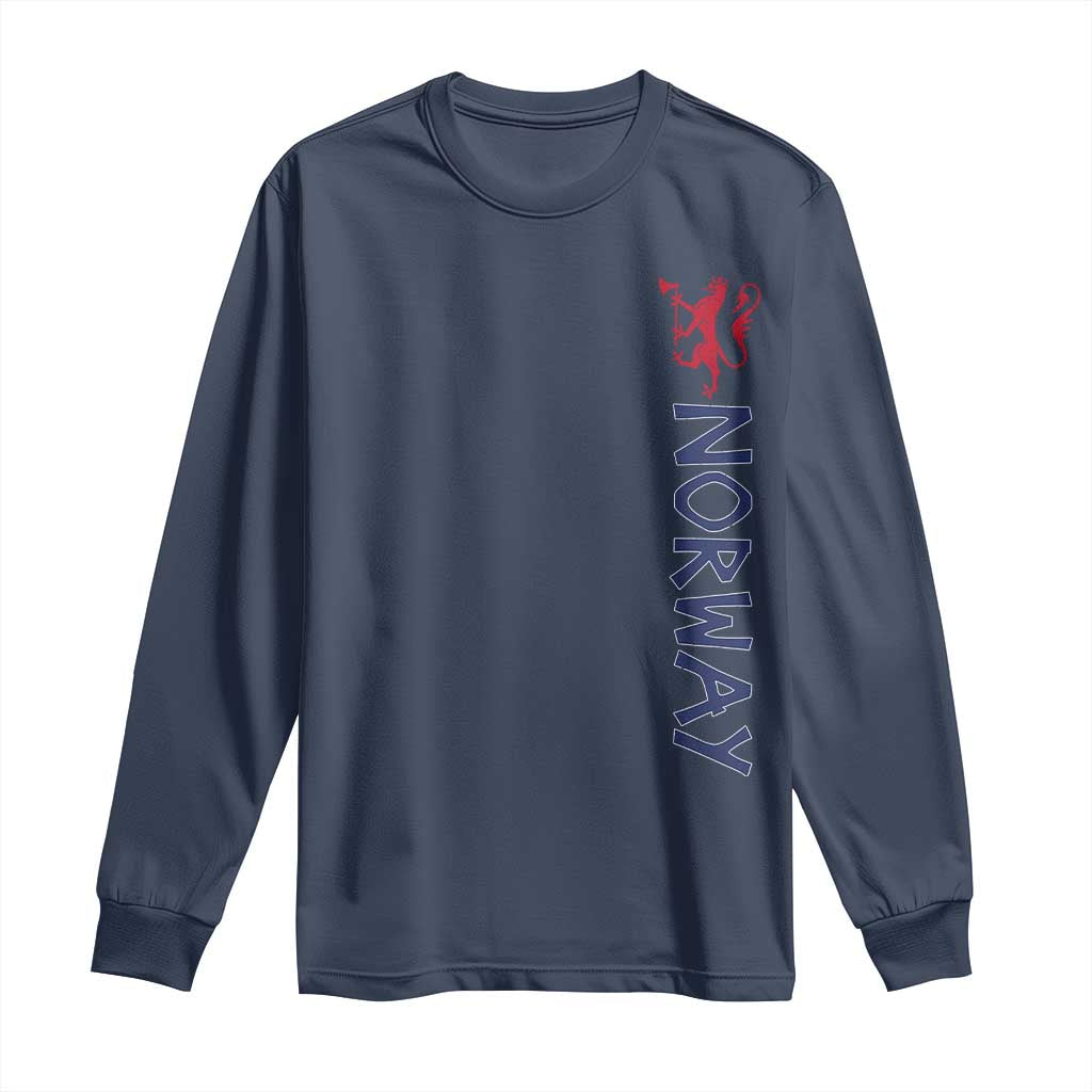 Norway Norwegian Lion Vintage Sports Design Norge Fan Long Sleeve Shirt TS11 Navy Print Your Wear