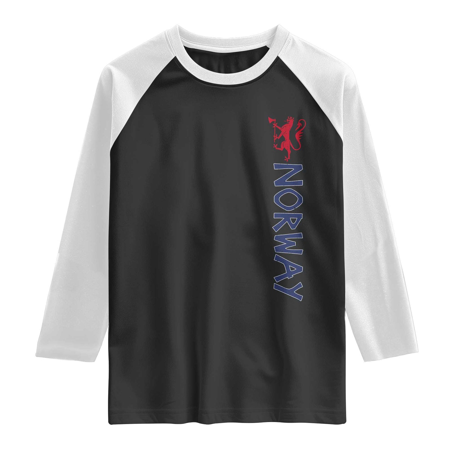 Norway Norwegian Lion Vintage Sports Design Norge Fan Raglan Shirt TS11 Black White Print Your Wear