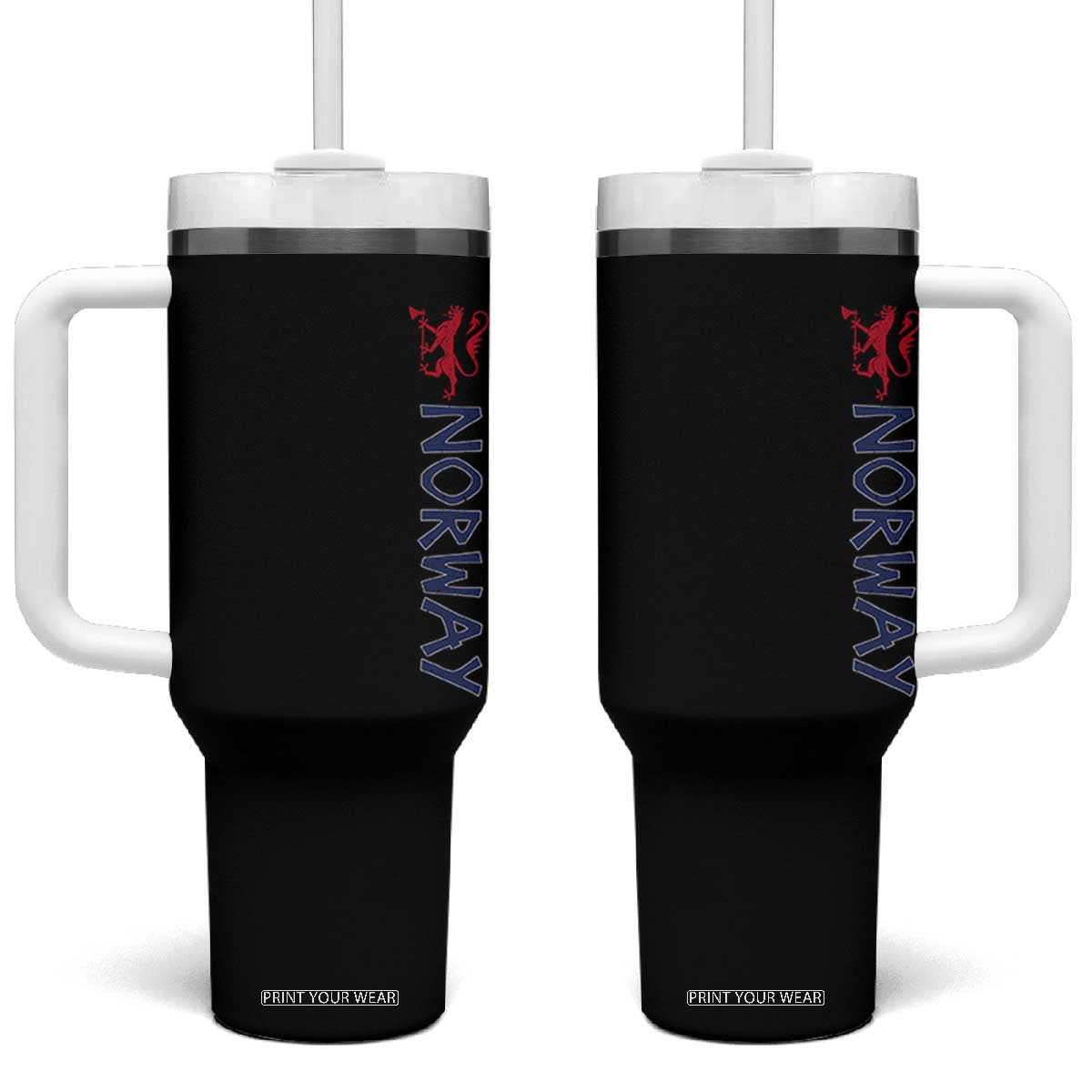 Norway Norwegian Lion Vintage Sports Design Norge Fan Tumbler With Handle TS11 One Size: 40 oz Black Print Your Wear