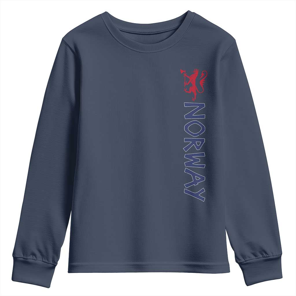 Norway Norwegian Lion Vintage Sports Design Norge Fan Youth Sweatshirt TS11 Navy Print Your Wear