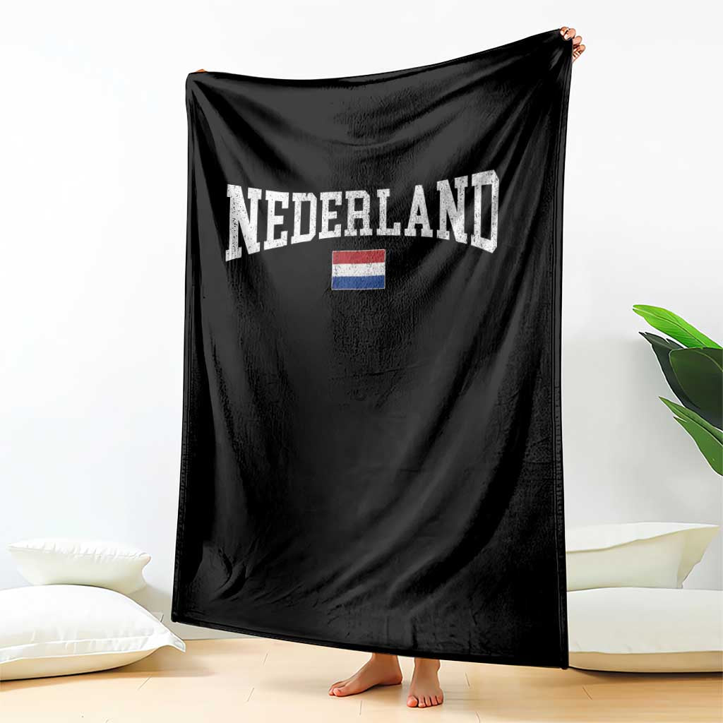 Nederland Sports Throwback Design Throw Blanket Vintage Dutch Holland Flag Soccer Jersey Style