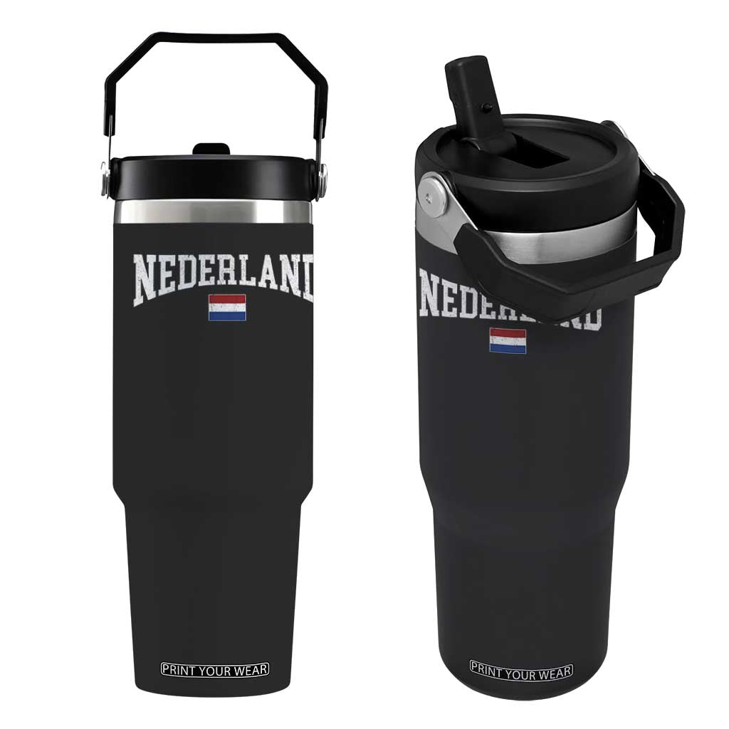 Nederland Sports Throwback Design Flip Straw Tumbler Vintage Dutch Holland Flag Soccer Jersey Style