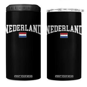 Nederland Sports Throwback Design 4 in 1 Can Cooler Tumbler Vintage Dutch Holland Flag Soccer Jersey Style