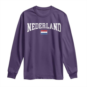 Nederland Sports Throwback Design Long Sleeve Shirt Vintage Dutch Holland Flag Soccer Jersey Style