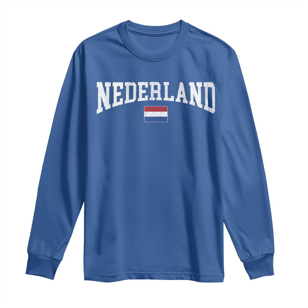 Nederland Sports Throwback Design Long Sleeve Shirt Vintage Dutch Holland Flag Soccer Jersey Style